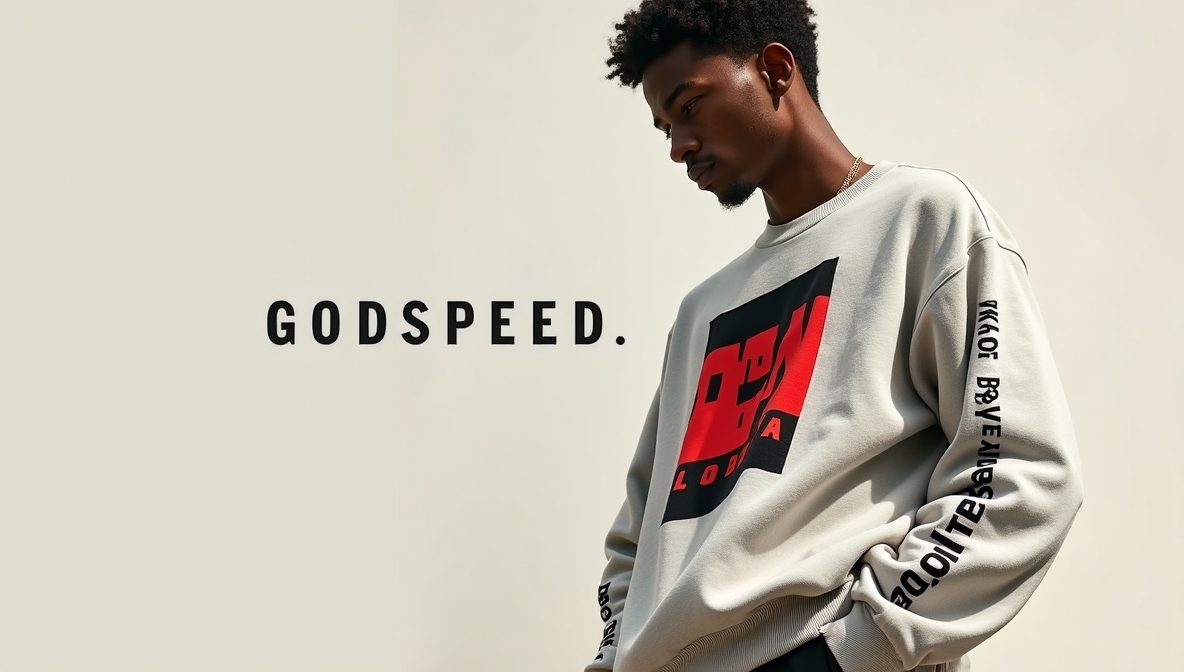Editorial banner of Godspeed streetwear in motion
